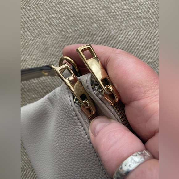 Nanette Lepore Wristlet Zipper Pouch. Lt. Beige. 9 1/2 Wide in.X 5 1/2 in. Tall. - Picture 7 of 12